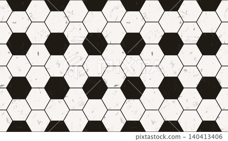 Geometric black and white soccer ball vector seamless pattern, background with hexagons for sport events Geometric black and white soccer ball vector seamless pattern, background with hexagons for sport events 140413406