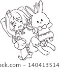 Rabbit and Girl 3 [Coloring Book/Line Art] 140413514