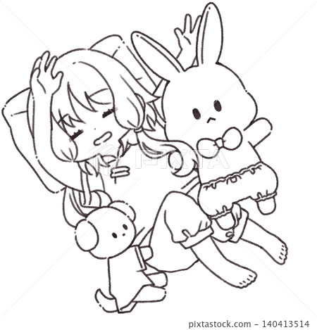 Rabbit and Girl 3 [Coloring Book/Line Art] 140413514