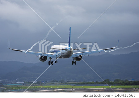 Sendai Airport at dusk, airplane landing, Natori City, Miyagi Prefecture 140413565