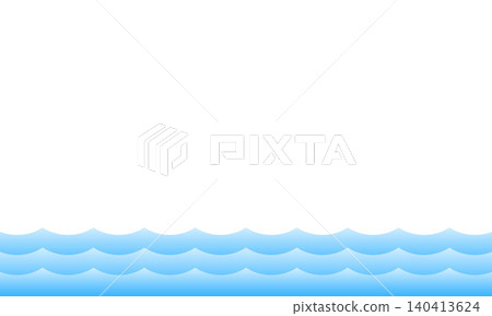 簡約的夏日海洋邊框,配上淺藍色波浪插圖。 簡約的夏日海洋邊框,配上淺藍色波浪插圖。 140413624