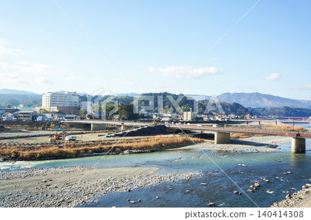 A view overlooking the Kuma River and the townscape of Hitoyoshi. A view overlooking the Kuma River and the townscape of Hitoyoshi. 140414308