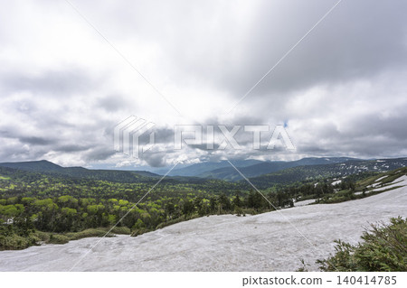 View from Hachimantai Observatory: Overlooking the Iwate side, Semboku City, Akita Prefecture. 140414785