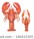 Lobster and crayfish. Boiled crustaceans. Watercolor illustration. Hand-drawn. Isolated on a white background. Suitable for postcards and posters. 140415205
