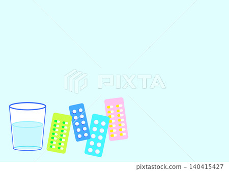 Simple background image of water and pills. Simple background image of water and pills. 140415427