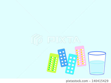 Simple background image of water and pills. Simple background image of water and pills. 140415429
