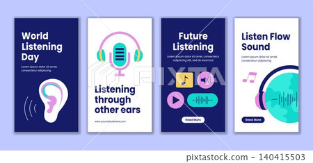 Flat Cartoon Hand Drawn Social Media Story for World Listening Day Background Template Flat Cartoon Hand Drawn Social Media Story for World Listening Day Background Template 140415503