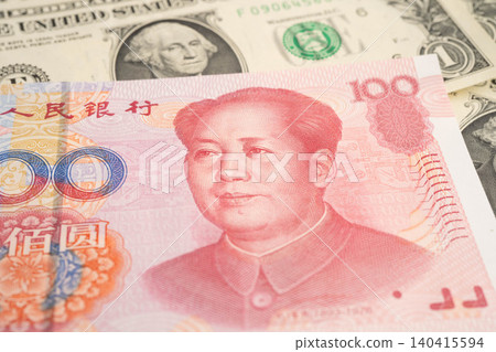 China yuan and dollar banknote money, investment economy business and banking. 140415594
