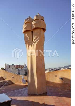 Spain, Barcelona, Gaudí, Casa Milà rooftop ventilation grille Spain, Barcelona, Gaudí, Casa Milà rooftop ventilation grille 140416127