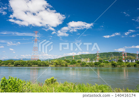 Yodo River scenery, Takatsuki City, Hirakata City, Osaka Prefecture 140416174