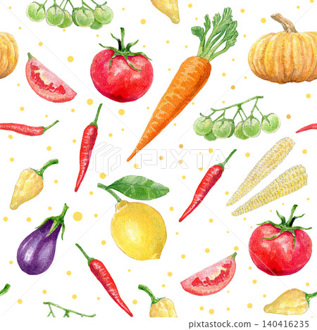 watercolor seamless pattern with farm vegetables 140416235