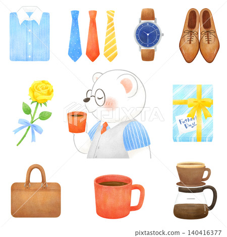 Father's Day Illustration Set: Polar Bear Dad's Break Time 140416377
