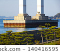 The piers of the Seto Ohashi Bridge as seen from Seto Ohashi Memorial Park (Bannosu Midori-cho, Sakaide City, Kagawa Prefecture) 140416595