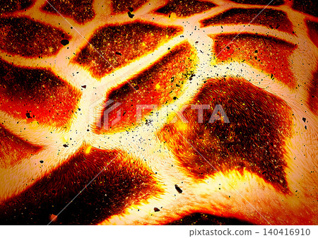 Abstract background texture of a lava surface glowing with magma | Volcanic energy and scorching crack pattern 140416910