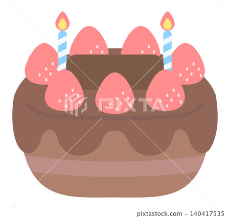 Strawberry birthday cake (chocolate) with candles Strawberry birthday cake (chocolate) with candles 140417535