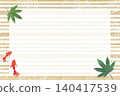 A summery background featuring goldfish, autumn leaves, and bamboo blinds. 140417539