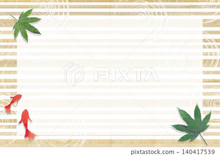 A summery background featuring goldfish, autumn leaves, and bamboo blinds. A summery background featuring goldfish, autumn leaves, and bamboo blinds. 140417539