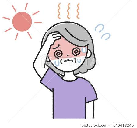 Heatstroke senior woman Heatstroke senior woman 140418249