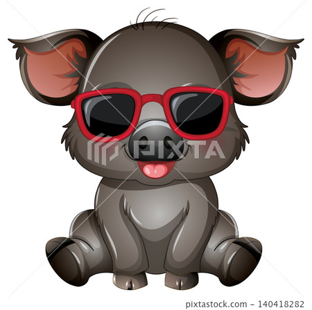 Cute Cartoon Wild Boar Wearing Red Sunglasses Vector Illustration Cute Cartoon Wild Boar Wearing Red Sunglasses Vector Illustration 140418282