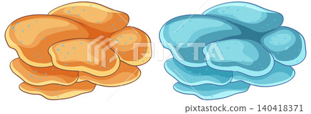 Orange and Blue Coral Reef Elements Isolated on White Background 140418371