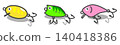 An illustration of artificial lures used in lure fishing as a hobby. 140418386