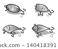 An illustration of artificial lures used in lure fishing as a hobby. 140418391