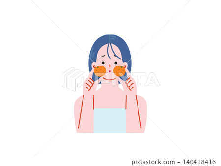 Illustration of a woman suffering from orange peel skin. Illustration of a woman suffering from orange peel skin. 140418416