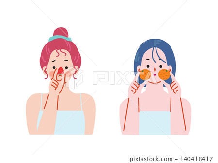 患有毛孔的女人的插圖 患有毛孔的女人的插圖 140418417