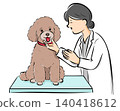 向量圖描繪了一隻狗(貴賓犬)在獸醫診所接受檢查的場景,易於在網站和產品目錄中使用。 向量圖描繪了一隻狗(貴賓犬)在獸醫診所接受檢查的場景,易於在網站和產品目錄中使用。 140418612