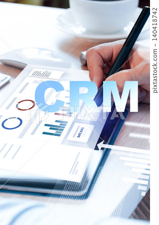Using CRM software to manage customer data on a digital device during a work session Using CRM software to manage customer data on a digital device during a work session 140418742