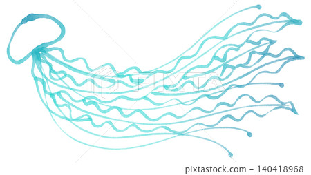 A jellyfish drawn with a softly colored marker. A jellyfish drawn with a softly colored marker. 140418968