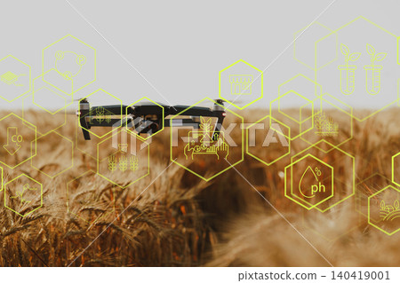Smart farm technology improves crop monitoring with drones in a wheat field 140419001