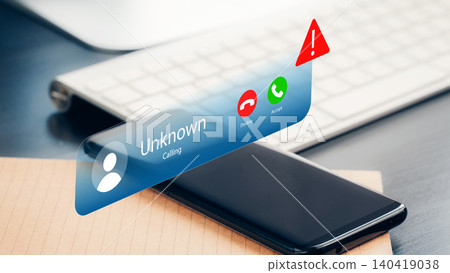 Scam call warning alert received on a mobile phone during work hours Scam call warning alert received on a mobile phone during work hours 140419038