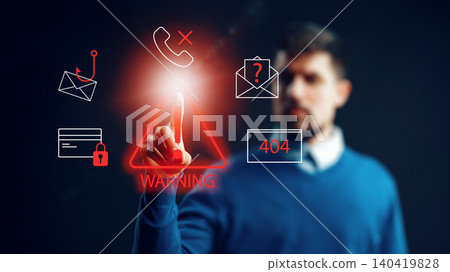 Scam call sms message with warning signs and symbols 140419828