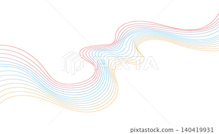 Minimalist vibrant rainbow fluid curved lines on a clean white backdrop Minimalist vibrant rainbow fluid curved lines on a clean white backdrop 140419931