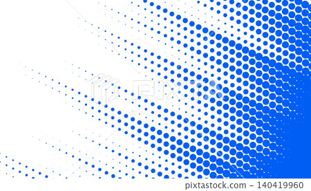 Abstract blue dot halftone pattern radiating as comic rays over white background Abstract blue dot halftone pattern radiating as comic rays over white background 140419960