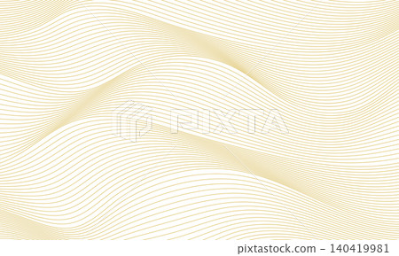Elegant golden wavy lines pattern on a clean white background, ideal for luxury designs Elegant golden wavy lines pattern on a clean white background, ideal for luxury designs 140419981