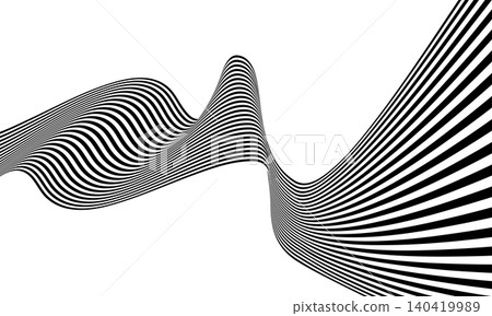Curved black and white lines creating a dynamic visual rhythm in design. Vector illustration Curved black and white lines creating a dynamic visual rhythm in design. Vector illustration 140419989
