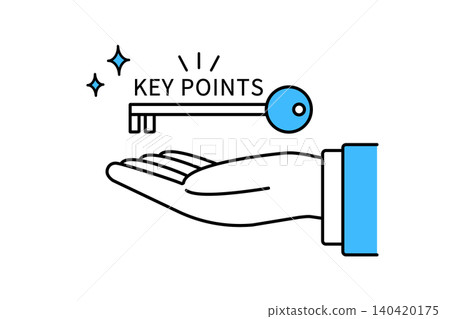 一個身穿西裝的人的手舉著「Keypoint」的字母和一個鑰匙圖示。 一個身穿西裝的人的手舉著「Keypoint」的字母和一個鑰匙圖示。 140420175