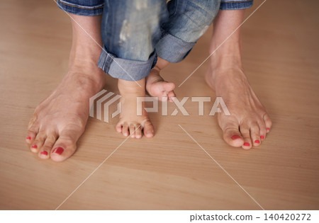 Happy family, feet and mother with baby in home, love and bonding together for child growth or development. Support, mom and newborn with play walking on floor and responsibility with care on weekend Happy family, feet and mother with baby in home, love and bonding together for child growth or development. Support, mom and newborn with play walking on floor and responsibility with care on weekend 140420272