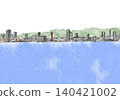 Kobe Landmark Line Drawing (Watercolor) Sea and Mountains 140421002