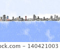 Kobe Landmark Line Drawing (Watercolor) Sea and Sky 140421003
