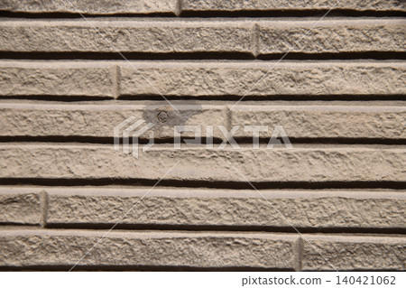 A close-up of a deteriorated ceramic siding wall in a house clearly shows nail marks. A close-up of a deteriorated ceramic siding wall in a house clearly shows nail marks. 140421062