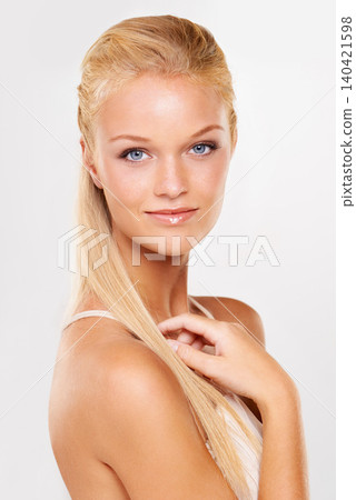 Portrait, beauty and smile with model woman, skincare and happy on white background. Cosmetic, spa and wellness aesthetic for facial treatment, self care and cosmetology and makeup in studio Portrait, beauty and smile with model woman, skincare and happy on white background. Cosmetic, spa and wellness aesthetic for facial treatment, self care and cosmetology and makeup in studio 140421598