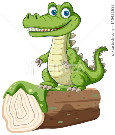 Friendly Cartoon Crocodile Standing on a Log Vector Illustration Friendly Cartoon Crocodile Standing on a Log Vector Illustration 140421658