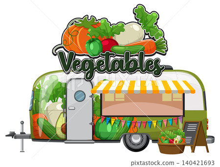Vegetable Food Truck with Colorful Produce Display Vegetable Food Truck with Colorful Produce Display 140421693