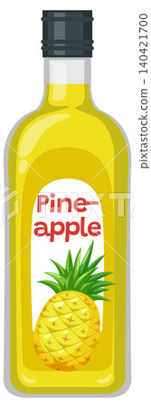 Pineapple Juice Bottle with Bright Yellow Label Illustration Pineapple Juice Bottle with Bright Yellow Label Illustration 140421700