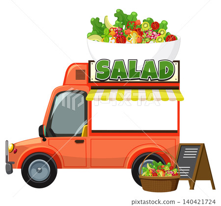 Colorful Salad Food Truck with Fresh Ingredients Display 140421724