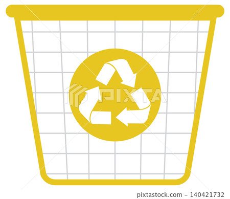 Yellow Recycling Bin with Grid and Recycle Symbol Yellow Recycling Bin with Grid and Recycle Symbol 140421732