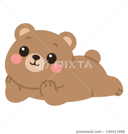 Cute brown bear lying down Cute brown bear lying down 140421866